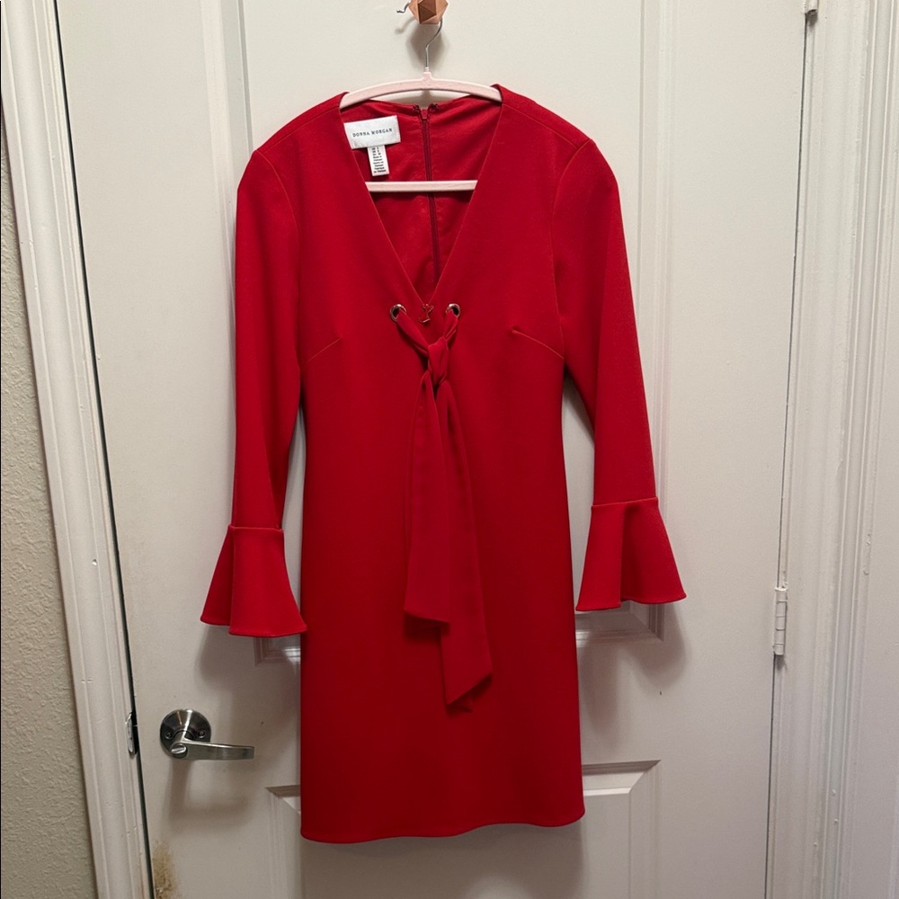 Donna Morgan Vibrant Red Long Sleeve Dress